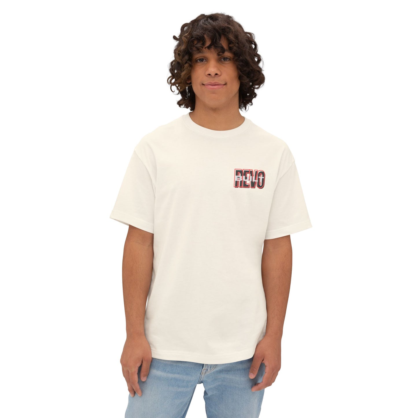 Retro-Inspired Oversized Boxy Tee | REVOBUILT 955 TAN/GREY