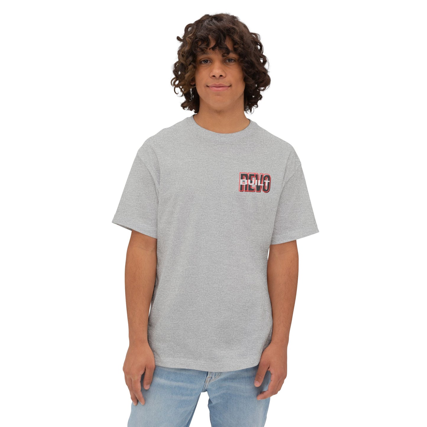 Retro-Inspired Oversized Boxy Tee | REVOBUILT 955 TAN/GREY