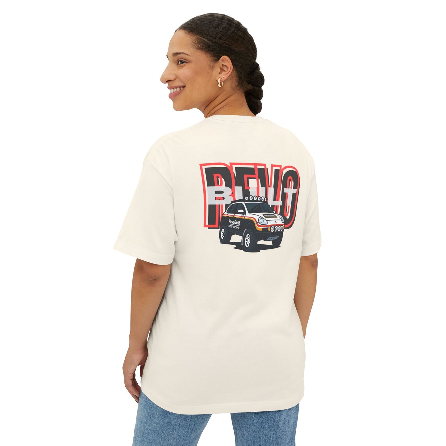Retro-Inspired Oversized Boxy Tee | REVOBUILT 955 TAN/GREY