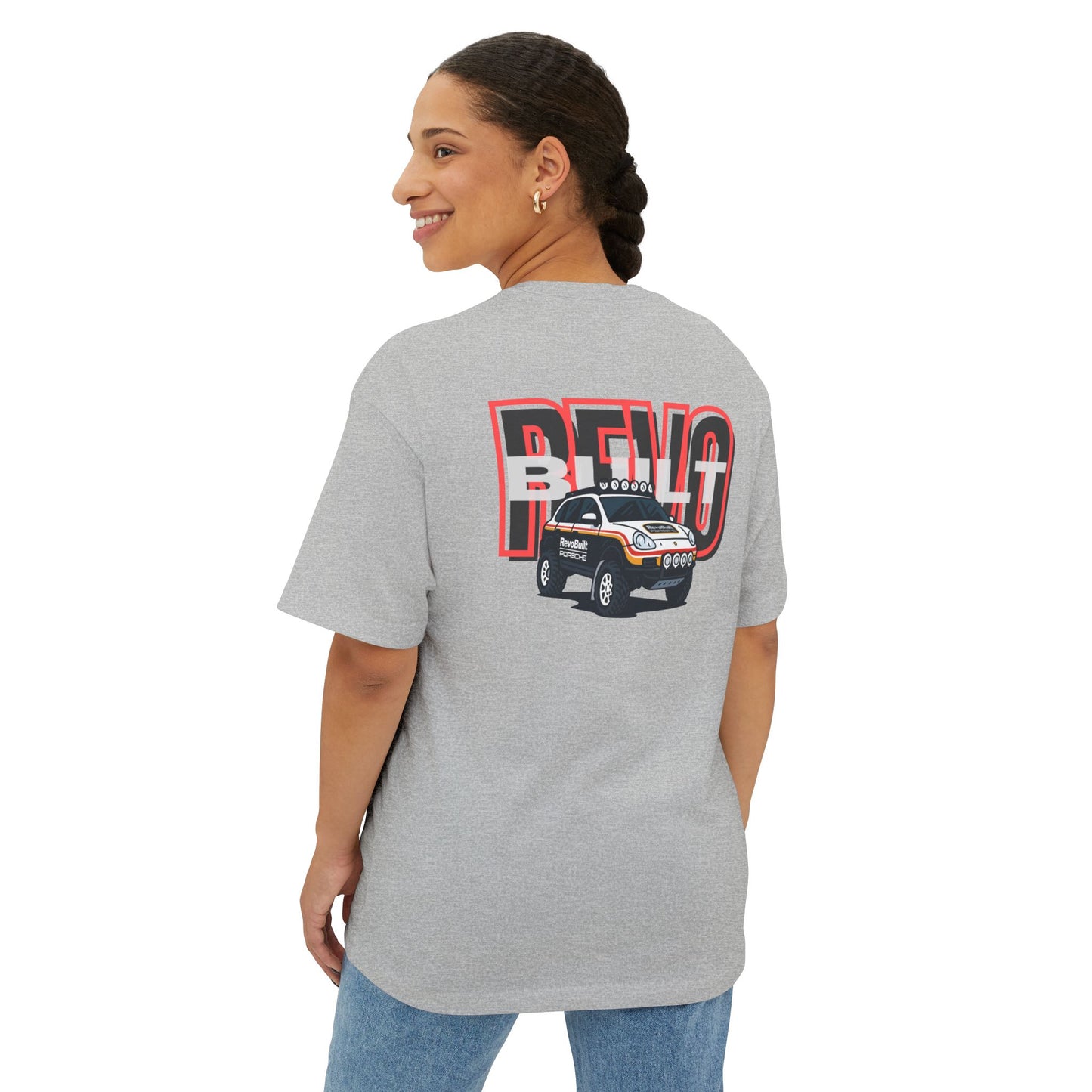Retro-Inspired Oversized Boxy Tee | REVOBUILT 955 TAN/GREY